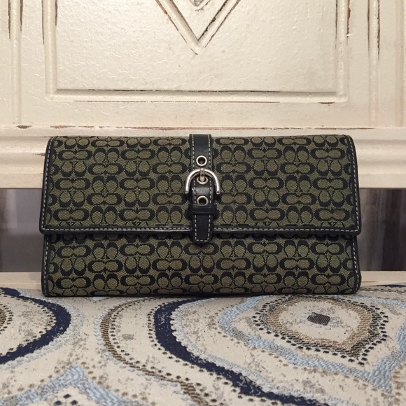 Black Gray COACH Checkbook Wallet